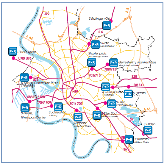 parkeren P+R Düsseldorf