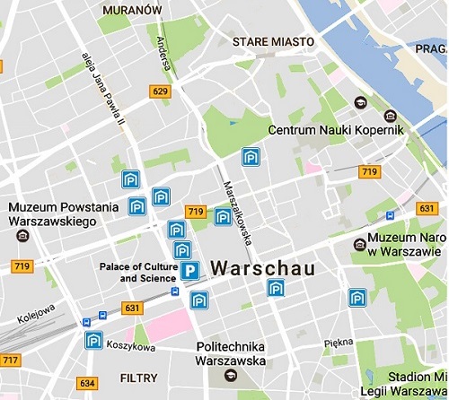 plattegrond warschau centrum